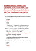 New York Hazardous Materials Safety Coordinator Exam Questions And Correct Answers &lpar;Verified Answers&rpar; Plus Rationales 2026&sol;2027 Q&A &vert; Instant Download Pdf