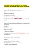 EMERGENCY MEDICAL TECHNICIAN 220 VERIFIED  QUESTIONS AND ANSWERS UPDATED 2026 &vert;&vert; GRADED A&plus; 