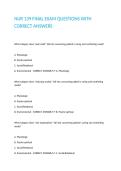 NUR 139 FINAL EXAM QUESTIONS WITH CORRECT ANSWERS