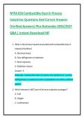 NFPA 650 Combustible Dust in Process Industries Questions And Correct Answers &lpar;Verified Answers&rpar; Plus Rationales 2026&sol;2027 Q&A &vert; Instant Download Pdf