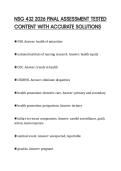 NSG 432 2026 FINAL ASSESSMENT TESTED CONTENT WITH ACCURATE SOLUTIONS