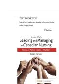Yoder-Wise&rsquo;s Leading and Managing in Canadian Nursing 3rd Edition by Patricia S&period; Yoder-Wise&comma; Janice Waddell & Nancy Walton Test Bank
