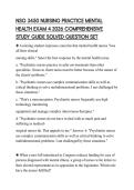 NSG 3450 NURSING PRACTICE MENTAL HEALTH EXAM 4 2026 COMPREHENSIVE STUDY GUIDE SOLVED QUESTION SET