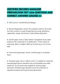 CERTIFIED RECORDS MANAGER PREPARATION TEST 2026 QUESTIONS AND CORRECT ANSWERS GRADED A&plus;