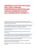 2024&sol;25&vert;ACLS AHA POST-TEST &vert;2024-2025 LATEST VERSION&vert;COMPREHENSIVE QUESTIONS AND VERIFIED ANSWERS&sol;ACCURATE SOLUTIONS&vert;ALREADY GRADED A&plus;