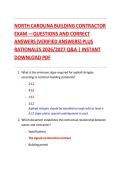 NORTH CAROLINA BUILDING CONTRACTOR EXAM &mdash;QUESTIONS AND CORRECT ANSWERS &lpar;VERIFIED ANSWERS&rpar; PLUS RATIONALES 2026&sol;2027 Q&A &vert; INSTANT DOWNLOAD PDF
