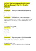 Indiana Life and Health-Life Insurance Policies Exam with Verified Detailed Answers&period;docx