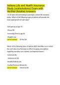 Indiana Life and Health Insurance Study &lpar;xcelsolutions&rpar; Exam with Verified Detailed Answers&period;docx