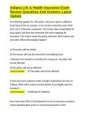 Indiana Life & Health Insurance Exam Review Questions And Answers Latest Update&period;docx