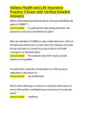 Indiana Health and Life Insurance Practice 3 Exam with Verified Detailed Answers&period;docx