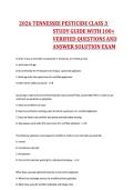 2026 TENNESSEE PESTICIDE CLASS 3 STUDY GUIDE WITH 100&plus;  VERIFIED QUESTIONS AND ANSWER SOLUTION EXAM 