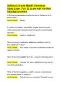 Indiana Life and Health Insurance State Exam &lpar;Part 3&rpar; Exam with Verified Detailed Answers&period;docx