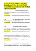 Life Insurance&comma; Indiana Laws And Department Rules Common To All Lines Of Insurance Exam with Verified Detailed Answers&period;docx