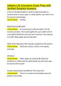 Indiana Life Insurance Exam Prep with Verified Detailed Answers&period;docx