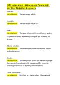 Life Insurance - Wisconsin Exam with Verified Detailed Answers&period;docx