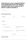 FDOT Earthwork Level 1 &vert; update&vert;COMPLETE MOST TESTED QUESTIONS AND VERIFIED ANSWERS &lpar;100&percnt; Correct solutions&rpar;&vert; GET IT RIGHT&excl;&excl; &vert; ALREADY GRADED A&plus;