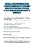 CRITICAL CARE PARAMEDIC &lpar;KYLE FAUDREE'S FLIGHT PARAMEDIC CERTIFICATION&rpar; FINAL TEST 2026 QUESTIONS WITH CORRECT ANSWERS GRADED A&plus;