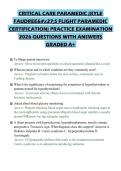 CRITICAL CARE PARAMEDIC &lpar;KYLE FAUDREE'S FLIGHT PARAMEDIC CERTIFICATION&rpar; PRACTICE EXAMINATION 2026 QUESTIONS WITH ANSWERS GRADED A&plus;
