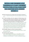 CRITICAL CARE PARAMEDIC &lpar;KYLE FAUDREE'S FLIGHT PARAMEDIC CERTIFICATION&rpar; ACTUAL EXAM PAPER 2026 QUESTIONS WITH ANSWERS GRADED A&plus;