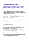 Tennessee Pesticide Exam - Demonstration Research and Regulatory Pest Control questions with answers
