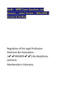 BarBri - MPRE Exam Questions and  Answers &vert; Latest Version &vert; 2025&sol;2026 &vert;  Correct & Verified