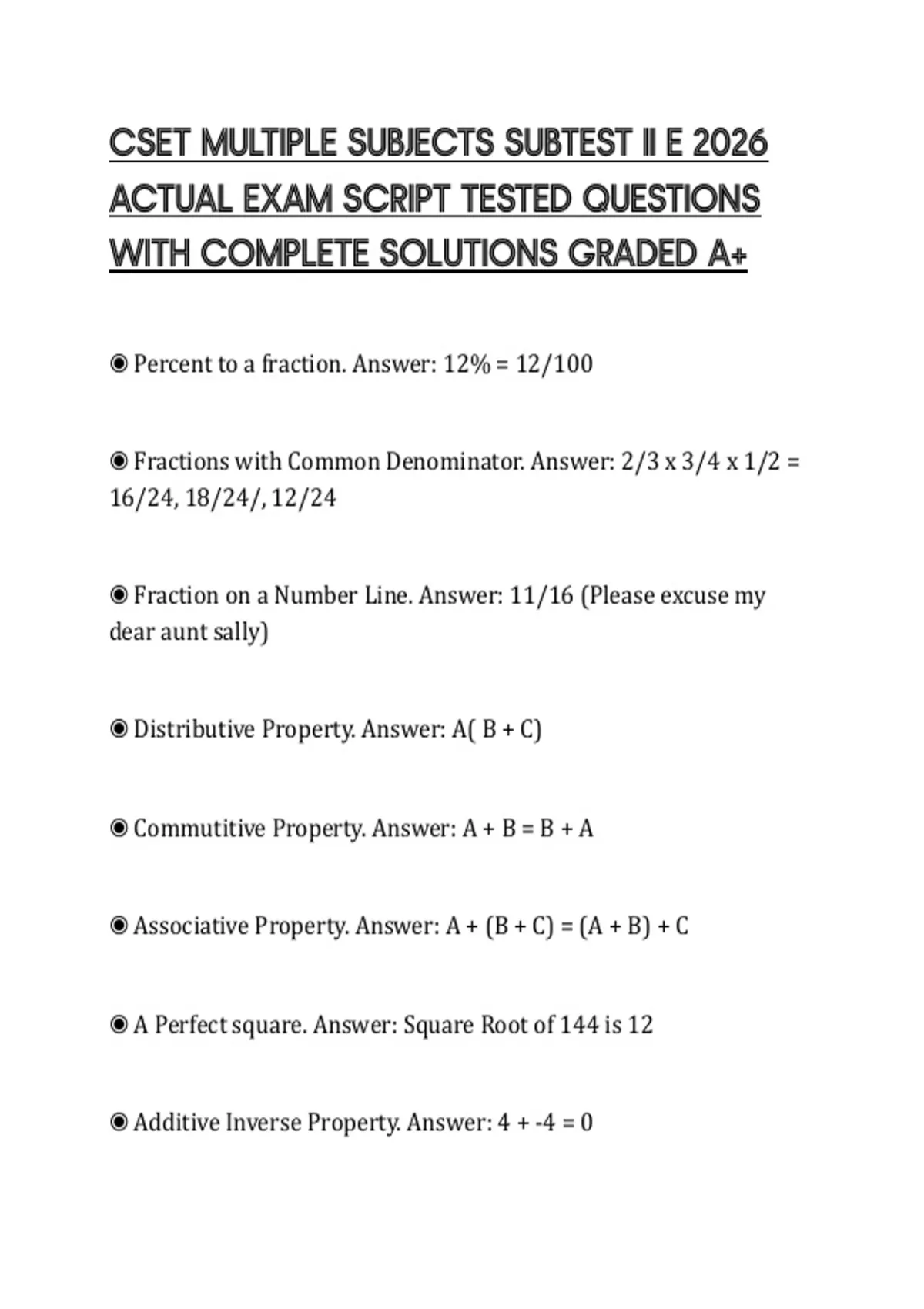 CSET MULTIPLE SUBJECTS SUBTEST II E 2026 ACTUAL EXAM SCRIPT TESTED ...