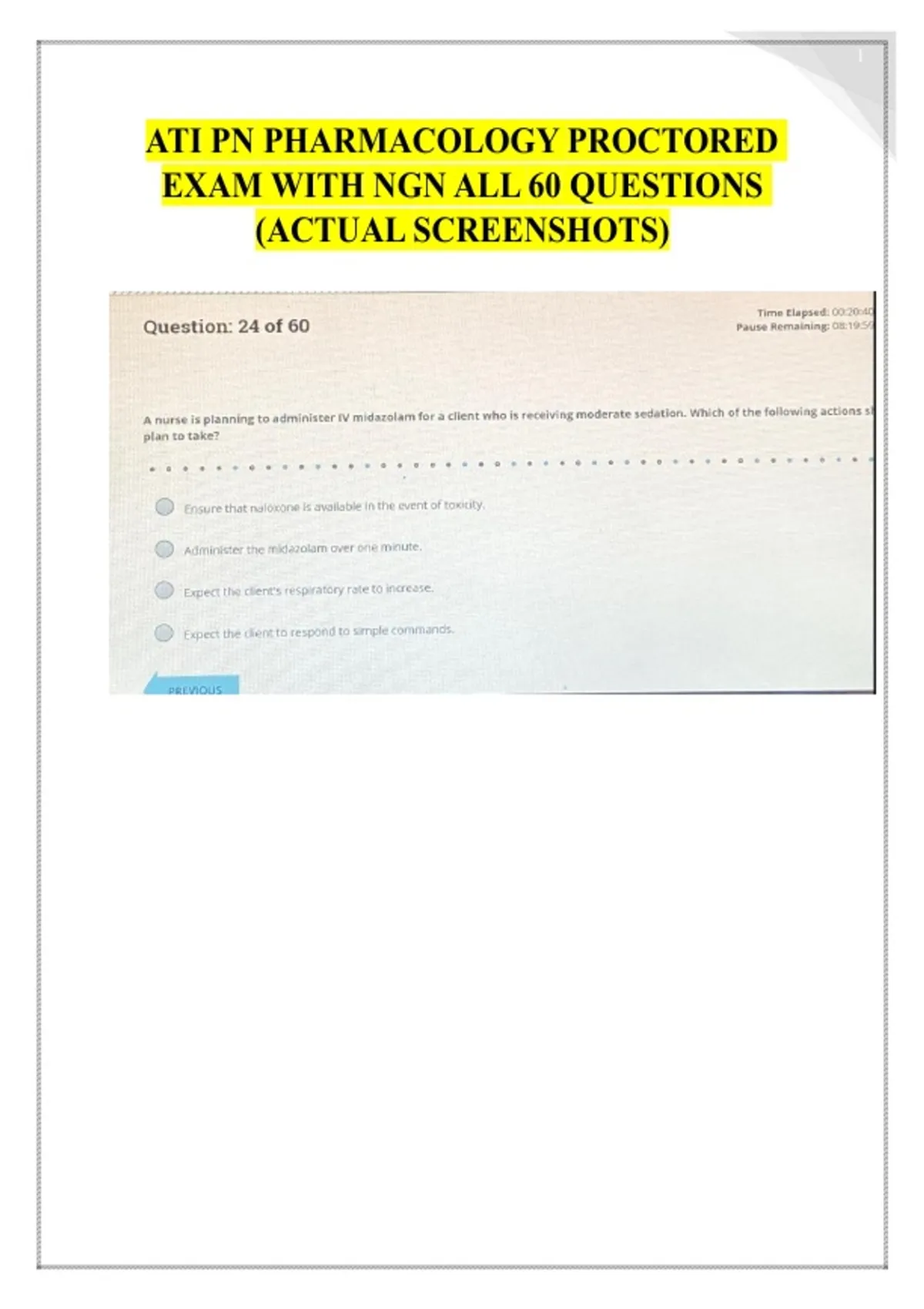 100% ATI PN Pharmacology 2023 Latest 2026 Proctored Exam with NGN — 60 ...