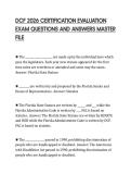DCF 2026 CERTIFICATION EVALUATION EXAM QUESTIONS AND ANSWERS MASTER FILE