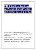 MBE Critical Pass Questions  and Answers &vert; Latest Version &vert;  2025&sol;2026 &vert; Correct & Verified