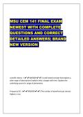 MSU CEM 141 FINAL EXAM   NEWEST WITH COMPLETE  QUESTIONS AND CORRECT  DETAILED ANSWERS&vert; BRAND  NEW VERSION&excl;