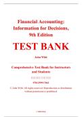 Test Bank &ndash; Financial Accounting&colon; Information for Decisions&comma; 9th Edition &ndash; John Wild &ndash; ISBN 9781259917042 &lpar;Full Chapters 1&ndash;13 Covered&rpar;