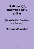 UARK Biology Shadwick Exam 3 &vert; Full Exam Questions & Answers PDF