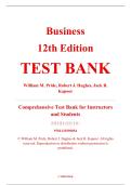 Test Bank &ndash; Business&comma; 12th Edition &ndash; William M&period; Pride&comma; Robert J&period; Hughes&comma; & Jack R&period; Kapoor &ndash; ISBN 9781133595854 &lpar;Full Chapters 1&ndash;20 Covered&rpar;