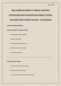 ABSA &lpar;AMERICAN BOARD OF SURGICAL ASSISTANT&rpar; CERTIFICATION EXAM QUESTIONS AND CORRECT VERIFIED SOLUTIONS LATEST UPDATE THIS YEAR &ndash; JUST RELEASED