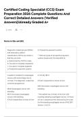 Certified Coding Specialist &lpar;CCS&rpar; Exam Preparation 2026 Complete Questions And Correct Detailed Answers &lpar;Verified Answers&rpar;&vert;Already Graded A&plus;