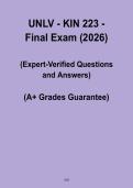 UNLV KIN 223 Final Exam &vert; Practice Questions & Study Guide PDF