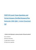 FICEP CFA Level I Exam Questions and  Correct Answers &lpar;Verified Answers&rpar; Plus  Rationales 2026 Q&A &vert; Instant Download  Pdf 