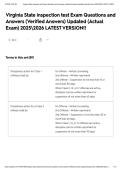 Virginia State inspection test Exam Questions and Answers &lpar;Verified Answers&rpar; Updated &lpar;Actual Exam&rpar; 20252026 LATEST VERSION&excl;&excl;