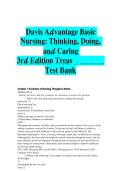 Complete Test Bank for Davis Advantage&colon; Basic Nursing &ndash; Thinking&comma; Doing&comma; and Caring 3rd Edition by Treas Wilkinson &ndash; Chapter Questions&comma; Practice Exercises&comma; and Exam Preparation