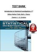 Test Bank for Introduction to Statistical Investigations&comma; 2nd Edition by Nathan Tintle & Beth L&period; Chance