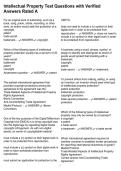 Intellectual Property Test Questions with Verified Answers Rated A