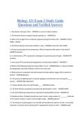 Biology 121 Exam 2 Study Guide Questions and Verified Answers 