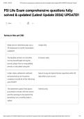 PSI Life Exam comprehensive questions fully solved & updated &lpar;Latest Update 2026&rpar; UPDATE&excl;&excl;