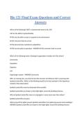Bio 121 Final Exam Questions and Correct Answers 