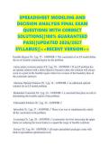 SPREADSHEET MODELING AND DECISION ANALYSIS FINAL EXAM QUESTIONS WITH CORRECT SOLUTIONS&vert;&vert;100&percnt; GUARANTEED PASS&vert;&vert;UPDATED 2026&sol;2027 SYLLABUS&vert;&vert;<<RECENT VERSION>>