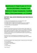 Real Estate U Final Exam ACTUAL EXAM 2025&sol;2026 &vert; Practice Test &vert; ARELLO Model Standards &vert; Verified Q&A &vert; Pass Guaranteed - A&plus; Graded