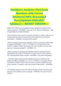 Healthcare Analytics Final Exam Questions with Correct Solutions&vert;&vert;100&percnt; Guaranteed Pass&vert;&vert;Updated 2026&sol;2027 Syllabus&vert;&vert;<<RECENT VERSION>
