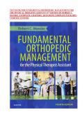 TEST BANK FOR FUNDAMENTAL ORTHOPEDIC MANAGEMENT FOR THE PHYSICAL THERAPIST ASSISTANT 4TH EDITION BY ROBERT C&period; MANSKE &vert; COMPLETE CHAPTERS &vert; QUESTIONS COMPLETE WITH 100&percnt; VERIFIED ANSWERS