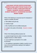 IAHSS BASIC OFFICER CERTIFICATION EXAM  &vert;&vert;VERIFIED EXAM&excl;&excl;&vert;&vert; MOST RECENT EXAM ACTUAL  COMPLETE 100 REAL EXAM QUESTIONS AND  CORRECT ANSWERS &lpar;VERIFIED ANSWERS&rpar;  ALREADY GRADED A&plus; &vert; GUARANTEED SUCCESS&excl;&excl;  NEWEST EXAM&excl;&excl;&excl; 