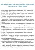 RCFE Certification Exam &ndash; Study Guide Questions with Verified Answers Latest Update Complete Preparation Material